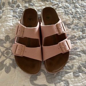 Birkenstock Arizona style pink fabric vegan sandal size 38